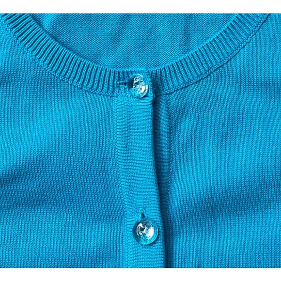Lilly Pulitzer Turquoise Blue Cardigan Sweater Clear Buttons Girl's Medium - Picture 2 of 6